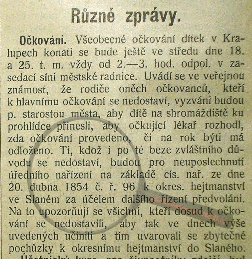 O historii čkování. Zdroj: Kralupské listy, 1904