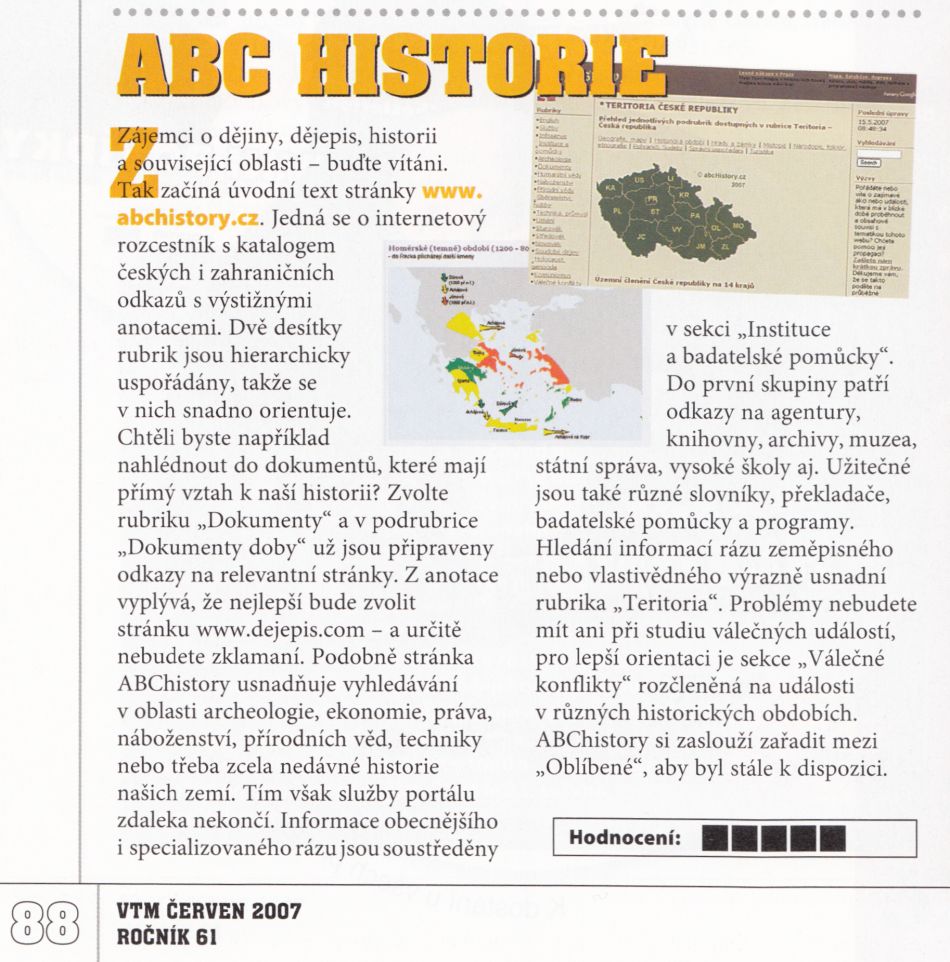 Online historie: VTM Science a pětihvězdičková recenze pro abcHistory.cz